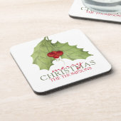 Elegant Merry kerst Botanische Land Naam Bier Onderzetter (Linkerzijde)