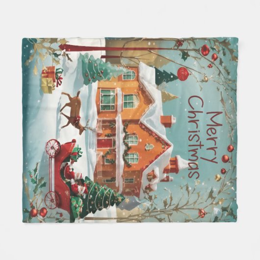 Elegant Merry kerst Fleece Deken (Voorkant (Horizontaal))