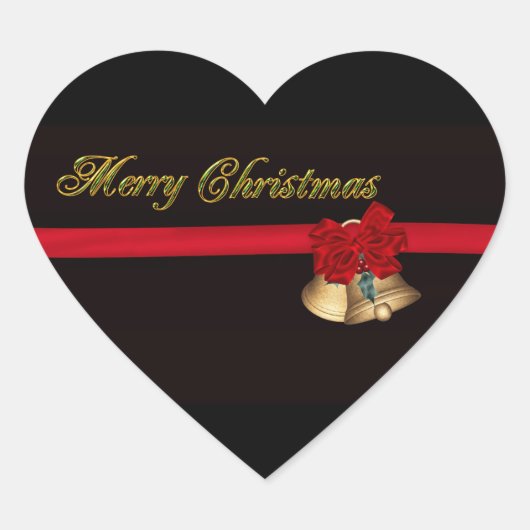 Elegant Merry kerst Hart Sticker (Voorkant)