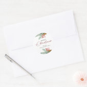 Elegant Merry kerst Holly Berries Pinecones Ronde Sticker (Envelop)