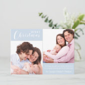Elegant Merry kerst Icy Blue| |2 Foto Feestdagenkaart (Staand voorkant)