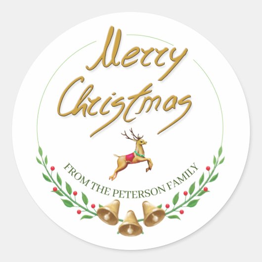 Elegant Merry kerst Persoonlijke naam ticker Ronde Sticker (Voorkant)