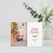 Elegant Merry kerst Simple Photo Holiday Briefkaart (Staand voorkant)