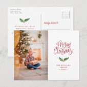 Elegant Merry kerst Simple Photo Holiday Briefkaart (Voorkant / Achterkant)