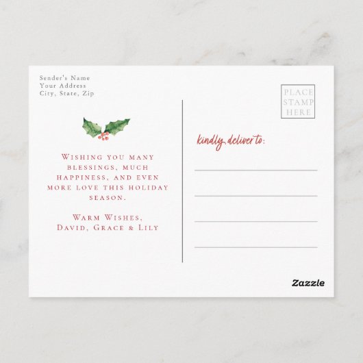 Elegant Merry kerst Simple Photo Holiday Briefkaart (Achterkant)