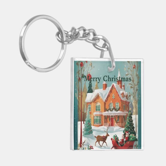 Elegant Merry kerst Sleutelhanger (Voorkant Links)