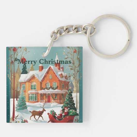 Elegant Merry kerst Sleutelhanger (Achterkant)
