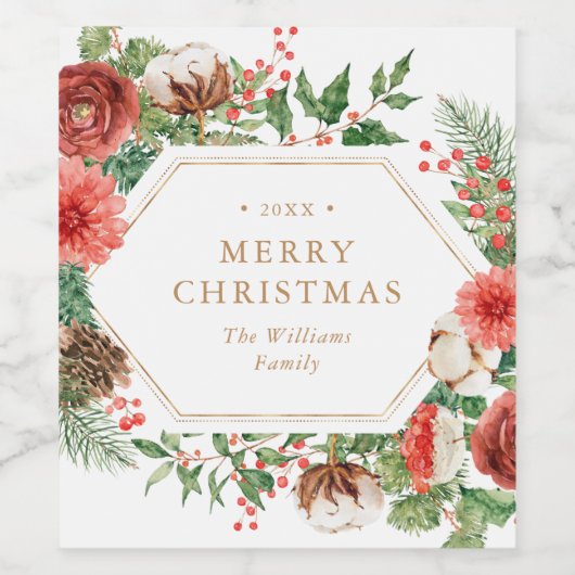 Elegant Merry kerst Wijn Etiket (Enkel label)