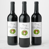 Elegant Merry kerst Wreath Wijn Etiket (Flessen)