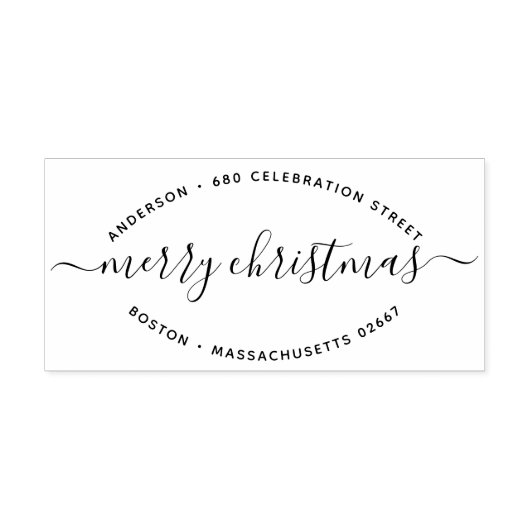 Elegant Merry-kerstadres Rubberstempel (Afrduk)