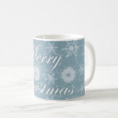 Elegant Merry-kerstblauw & witte koffie Koffiemok (Voorkant rechts)