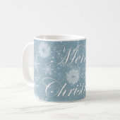 Elegant Merry-kerstblauw & witte koffie Koffiemok (Voorkant links)