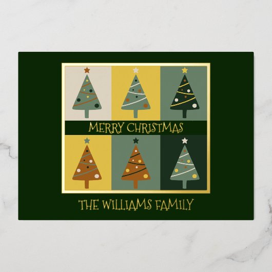 Elegant Merry kerstbomen op maat Folie Feestdagenkaart (Voorkant)