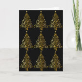 Elegant Merry kerstboom Black Gold Shiny Feestdagen Kaart (Voorkant)
