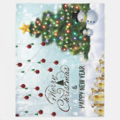 Elegant Merry-kerstboom met rode bessen Boll Fleece Deken (Voorkant)