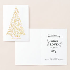 Elegant Merry kerstboom Winter Foliage Gold Folie Kaarten