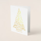 Elegant Merry kerstboom Winter Foliage Gold Folie Kaarten (Voorkant)