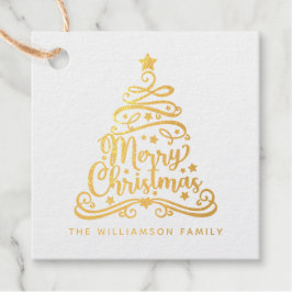 Elegant Merry-kerstboomfamilie Bedankjes Labels