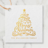 Elegant Merry-kerstboomfamilie Bedankjes Labels (Voorkant)