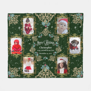 Elegant Merry-kerstfamilie Foto Collage Fleece Deken
