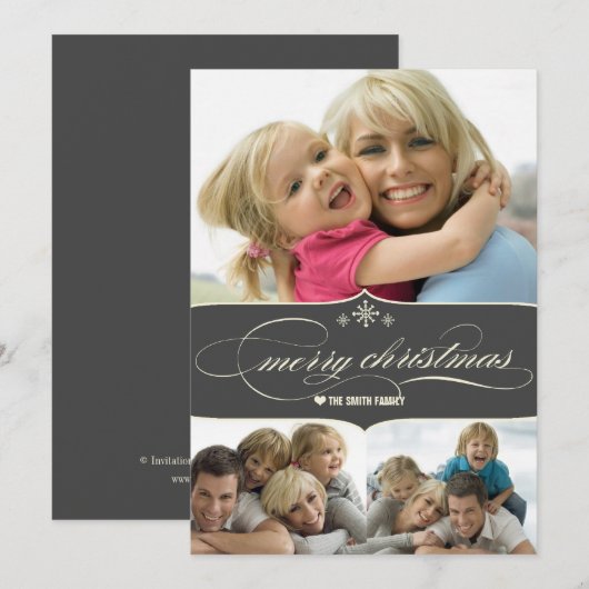 Elegant Merry Kerstfeestay Fotokaart Kaart (Voorkant / Achterkant)