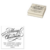 Elegant Merry kerstfeestay Return Address Rubberstempel (Gestempeld)