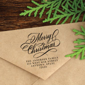 Elegant Merry kerstfeestay Return Address Rubberstempel