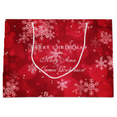 Elegant Merry Kerstfeestdag Sparkle Red Large Cadeautasje (Voorkant)