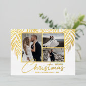 Elegant Merry-kerstfoto Folie Feestdagenkaart (Staand Voorkant)