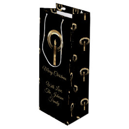 Elegant Merry-kerstkaars Black en Gold-look Wijn Cadeautas