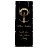 Elegant Merry-kerstkaars Black en Gold-look Wijn Cadeautas (Voorkant)