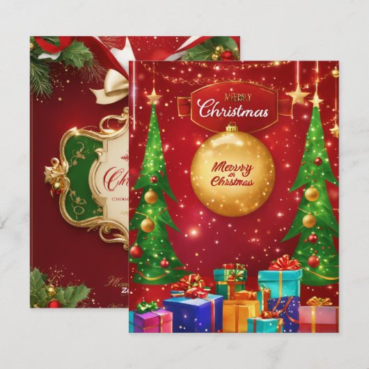 Elegant Merry-kerstkaart Feestdagenkaart (Voorkant / Achterkant)