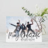 Elegant Merry Kerstkalligrafie 1 Foto Feestdagenkaart (Staand voorkant)