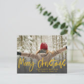 Elegant Merry-kerstkalligrafie Foto Briefkaart (Staand voorkant)