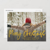 Elegant Merry-kerstkalligrafie Foto Briefkaart (Voorkant / Achterkant)