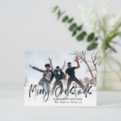 Elegant Merry Kerstkalligrafie Fotovakantie Briefkaart (Staand voorkant)