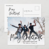 Elegant Merry Kerstkalligrafie Fotovakantie Briefkaart (Voorkant / Achterkant)