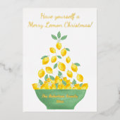 Elegant Merry-kerstleemon - Aangepaste foto Folie Feestdagenkaart (Voorkant)