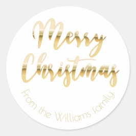 Elegant Merry Kerstmetallisch goud ziet er wit uit Ronde Sticker