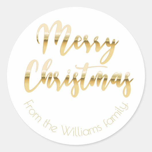 Elegant Merry Kerstmetallisch goud ziet er wit uit Ronde Sticker (Voorkant)