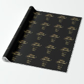 Elegant Merry Kerstmis Black en Gold Cadeaupapier (Uitgerold)