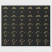 Elegant Merry Kerstmis Black en Gold Cadeaupapier (Vlak)