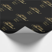 Elegant Merry Kerstmis Black en Gold Cadeaupapier (Hoek)