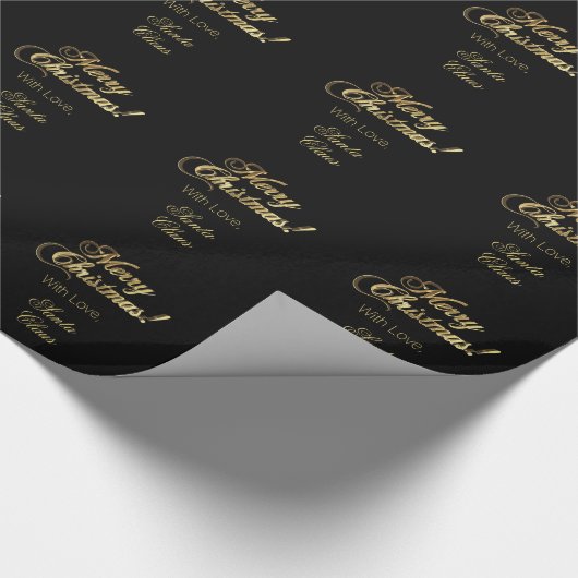 Elegant Merry Kerstmis Black en Gold Cadeaupapier (Hoek)