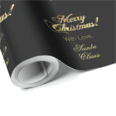 Elegant Merry Kerstmis Black en Gold Cadeaupapier (Rol Hoek)