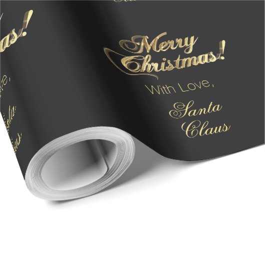 Elegant Merry Kerstmis Black en Gold Cadeaupapier (Rol Hoek)