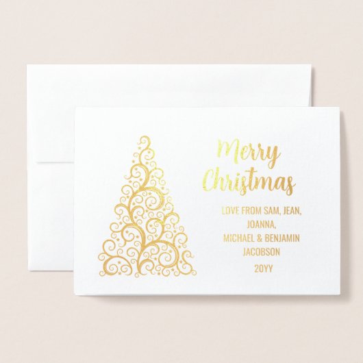 Elegant Merry Kerstmis Boom 2 Foto's Gold Folie Kaarten (Voorkant met envelop)
