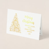 Elegant Merry Kerstmis Boom 2 Foto's Gold Folie Kaarten (Voorkant)