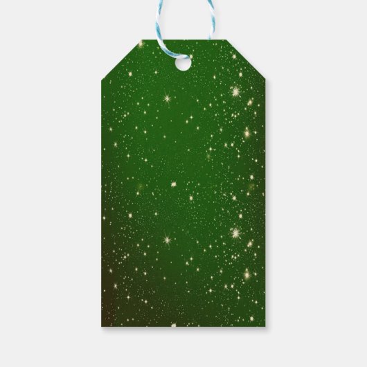 Elegant Merry Kerstmis, Gold Confetti, Red Bow Cadeaulabel (Achterkant)