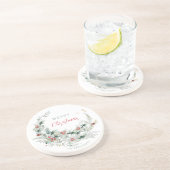 Elegant Merry Kerstmis halve grote waterverf Caca Zandsteen Onderzetter (Zijkant)